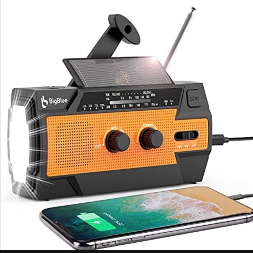 Weather Radio 4000mAh, BigBlue Hand Crank Dynamo Emergency Radio with AM/FM/NOAA